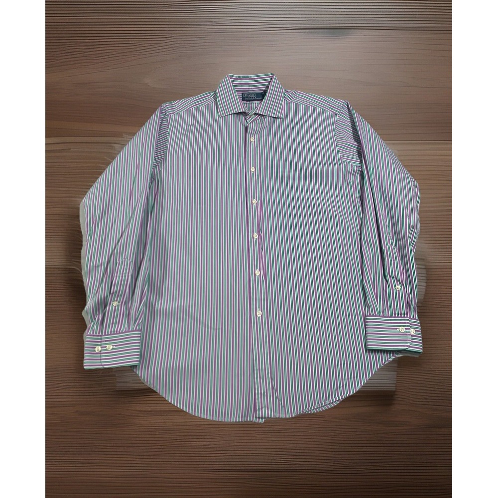 Polo‎ Ralph Lauren Mens LS Button Down Shirt Classic Fit 16-34/35 Green Purple